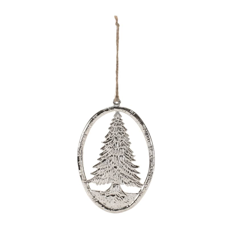 Set of 12 Metal Pine Tree Ornaments for Holiday Tree