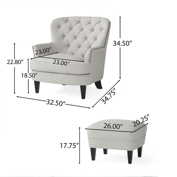 dimension image slide 3 of 5, Tafton Tufted Club Chair with Ottoman by Christopher Knight Home