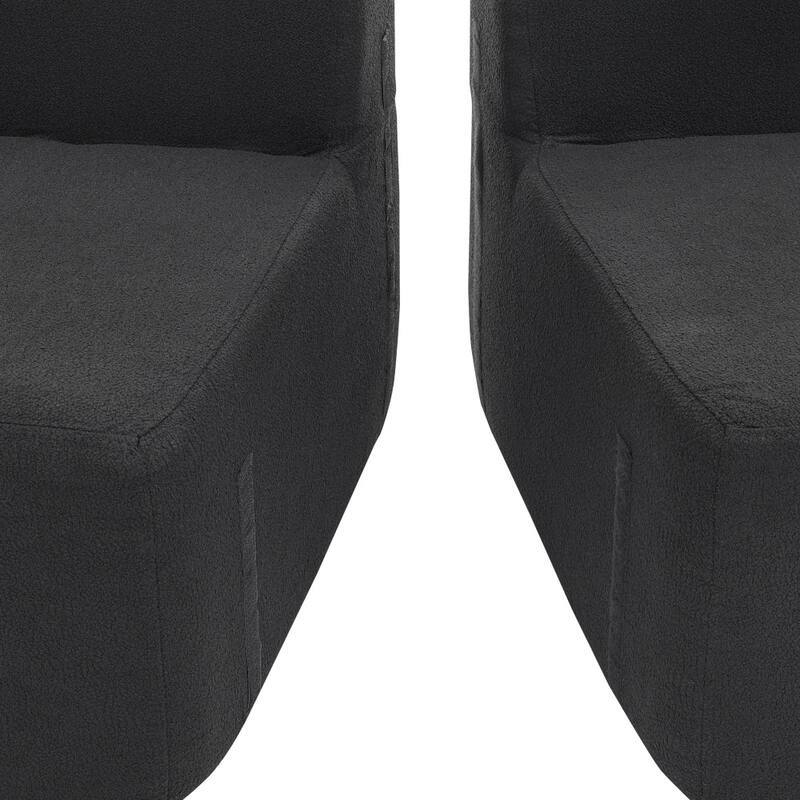 104" Modern Lamb's Wool Fabric Curved Modular Sectional Sofa