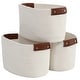 preview thumbnail 1 of 48, 3 Pack Woven Cotton Rope Shelf Storage Basket with Leather Handles, Baby Nursery Storage Bin Organizers, Closet Shelf Storage Cream