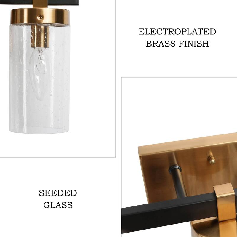 Modern Elegant 2/3-Light Black Gold Bathroom Vanity Light Dimmable Glass Wall Sconces