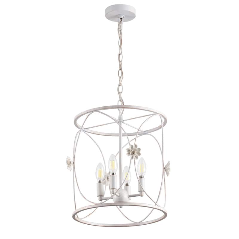 4-Lights Openwork Design Surrounded by Carving Pendant Lighting - 13.8"D×7.9"W×74.4"H (Adjustable)