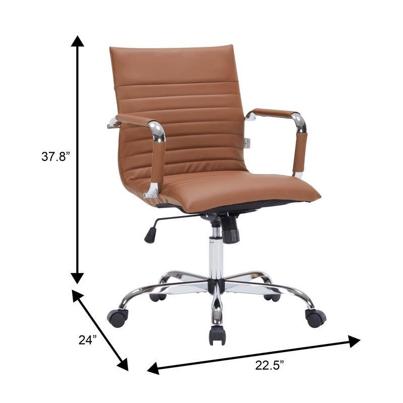 Harris Ergonomic Mid-Back Leather Office Chair with Metal Frame, Adjustable Height, Tilt Lock, and Swivel for Home Office