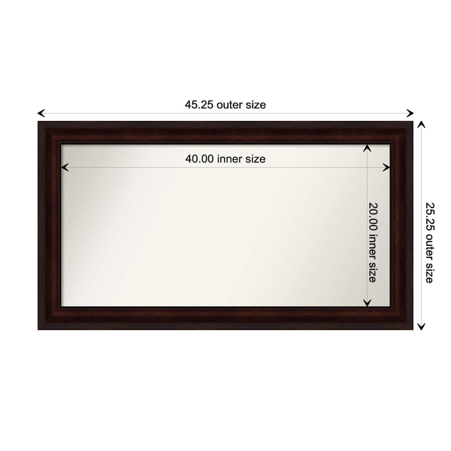 Coffee Bean Brown Framed Non-Beveled Custom Wall Mirror, Bathroom Vanity Mirror