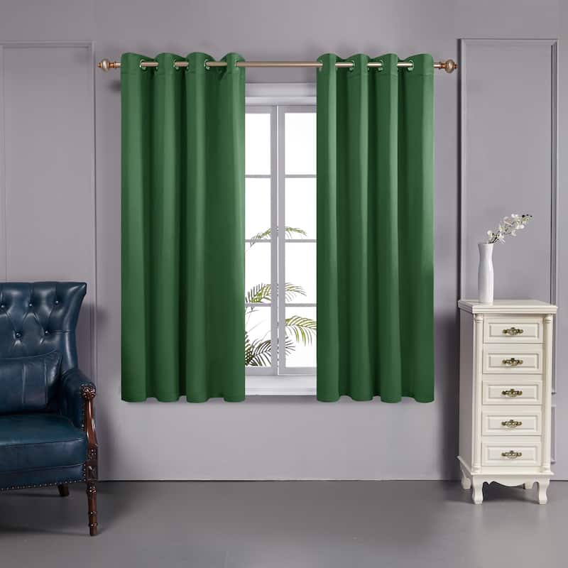 Deconovo 100 Percent Blackout Double Layers Lined Curtain (2 Panel) - 52x45 Inch - Dark Forest