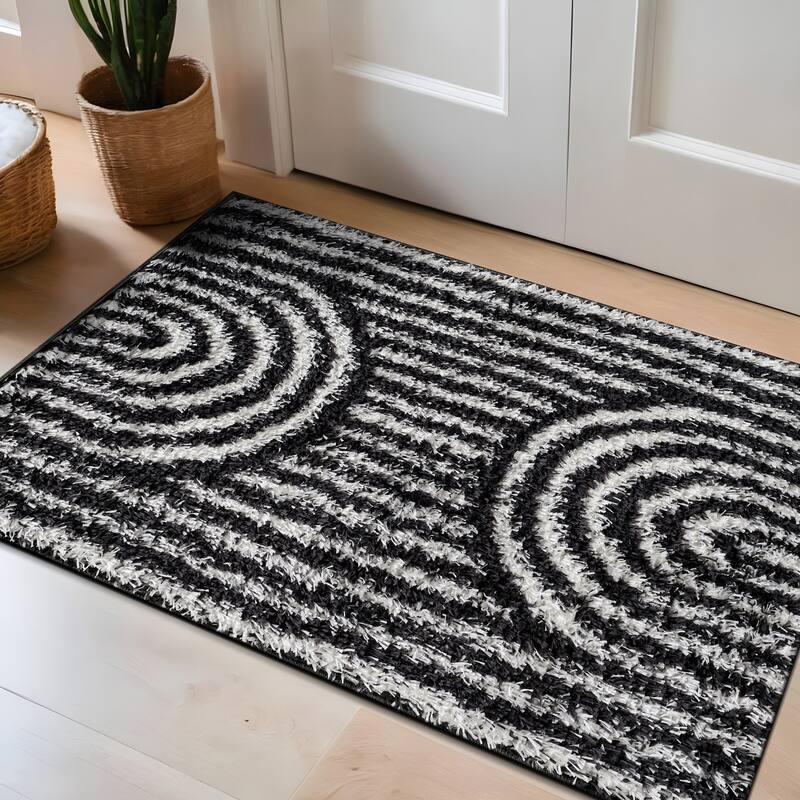Abstract Arch Shag Rug - Medium Pile, Durable & Easy to Clean - Anthracite Dark Gray - Anthracite - 2' x 3'