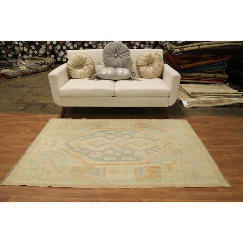 Hand Woven Oriental 100% Wool Carpet Southwestern Tribal Greys & Charcoal Kilim Area Rug - 6' 1'' X 4' 1''