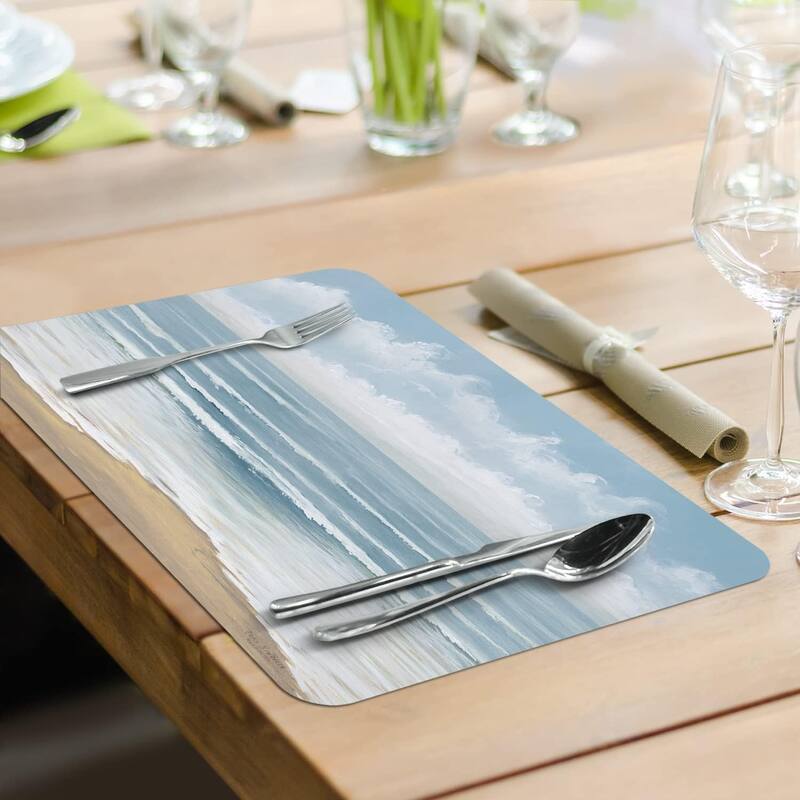 Wipe-Clean Reversible Decofoam Placemats, Coastal Scenery, Set of 4, Made in The USA