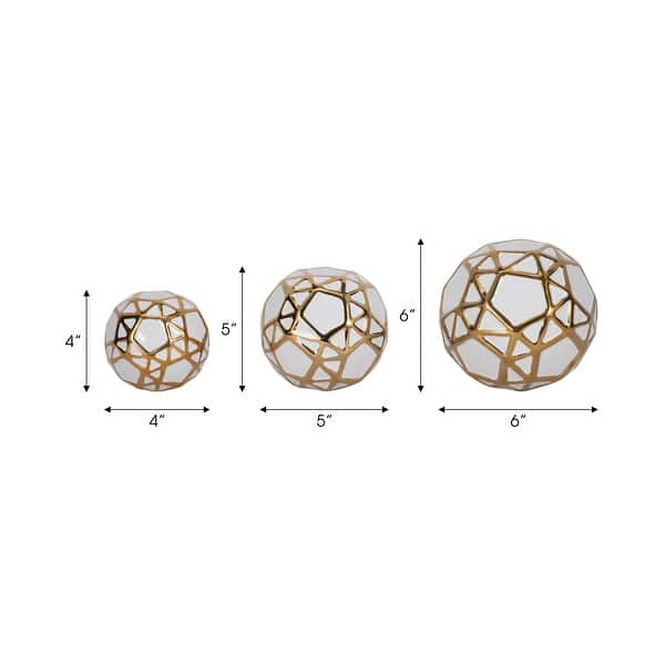 dimension image slide 2 of 5, Sagebrook Home Gold Accented Abstract Modern Coastal Decorative Orbs Set of 3