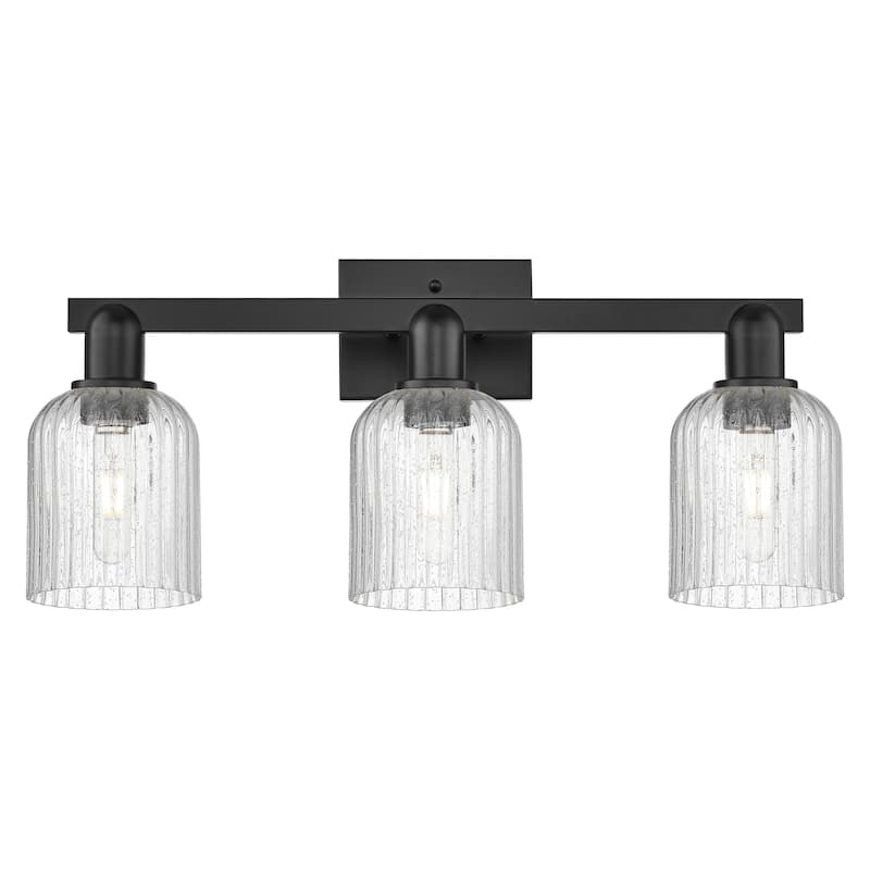 Innovations Lighting Downtown Urban - Bridal Veil - 3 Light 24" Bath Vanity Light - Seedy/Matte Black