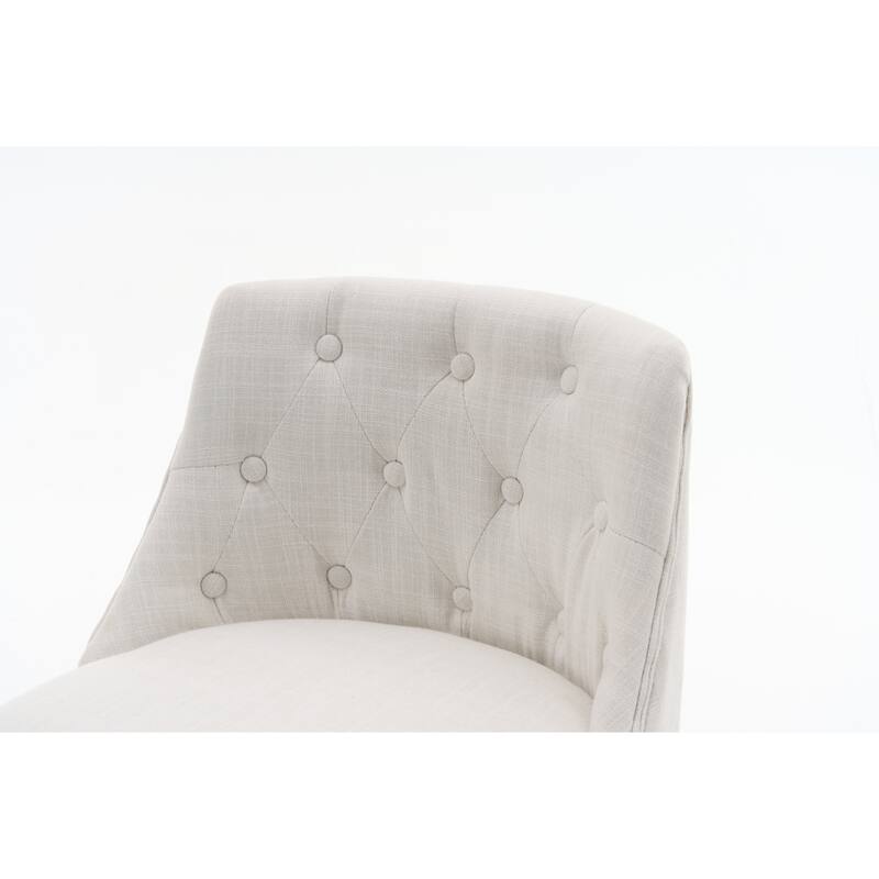 25" Swivel Bar Stools Set Of 2-Modern Counter Height Stools With Linen Upholstery&Button Tufted Back