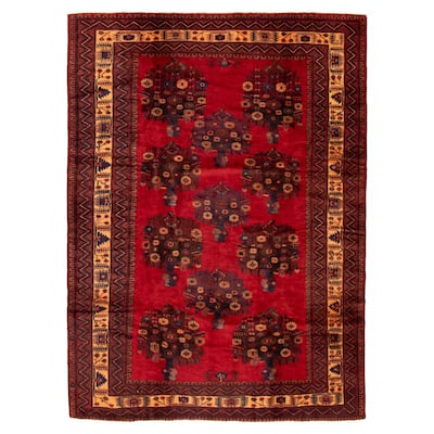 ECARPETGALLERY Hand-knotted Teimani Red Wool Rug - 6'10 x 9'3