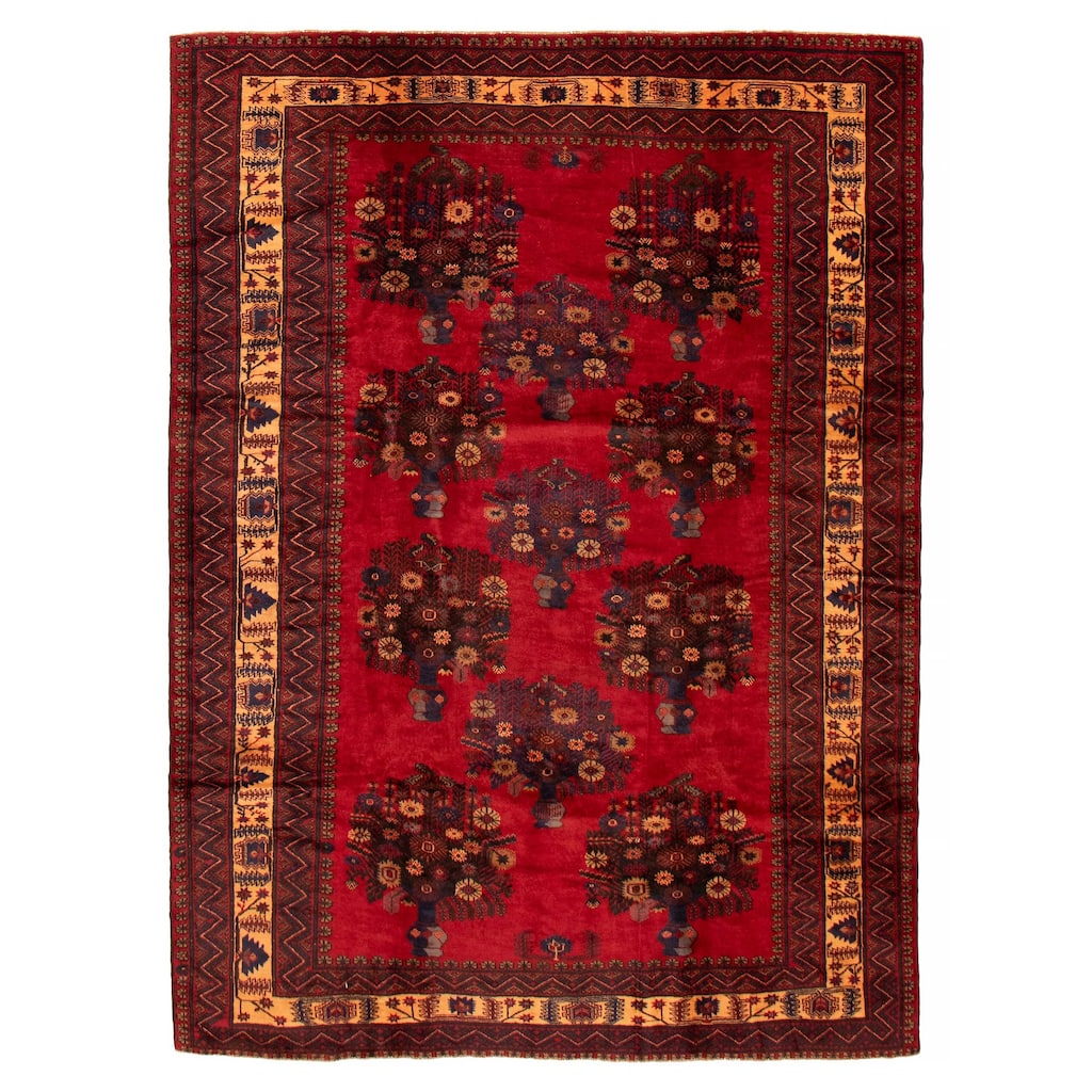 ECARPETGALLERY Hand-knotted Teimani Red Wool Rug - 6'10 x 9'3