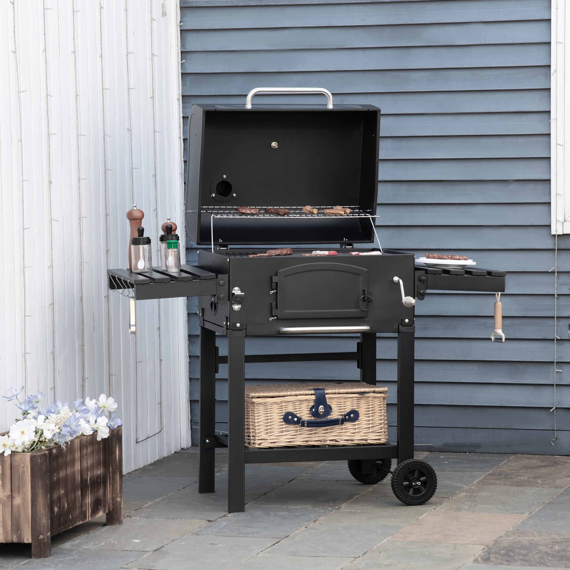 https://ak1.ostkcdn.com/images/products/is/images/direct/94430e5e720c3eb90b0ed3df108a92e492d22445/Outsunny-Charcoal-Grill-BBQ-with-Adjustable-Charcoal-Height%2C-Portable-Barbecue-Smoker-with-Folding-Shelves%2C-Thermometer.jpg
