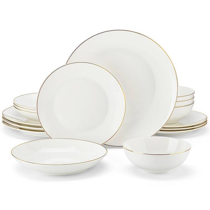 MALACASA 16-Piece New Bone China Dinnerware Set, Service for 4