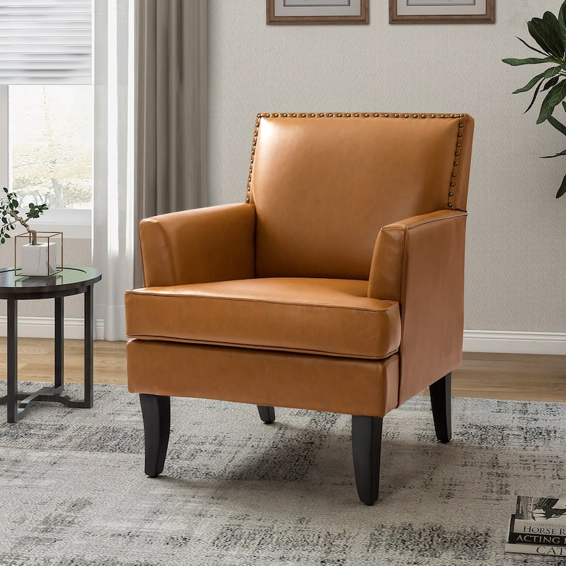 Nileus Contemporary and Classic Polyester Accent Chair with Solid Wooden Legs by HULALA HOME