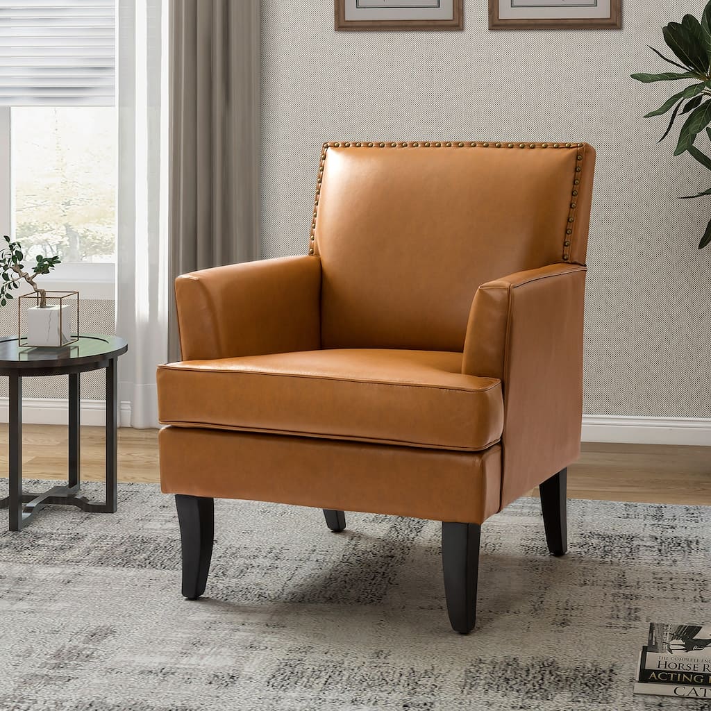 Nileus Contemporary and Classic Polyester Accent Chair with Solid Wooden Legs by HULALA HOME