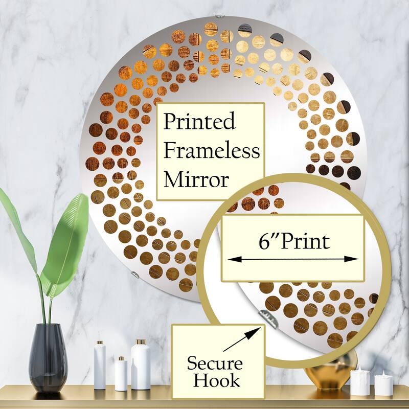 Designart "Bronze Brilliance Symetry" Abstract Shapes Brown Wall Mirror - Modern Large Mirror For Living Room