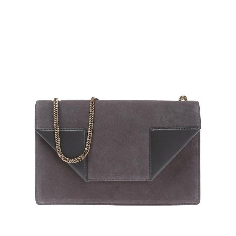 gray suede handbag