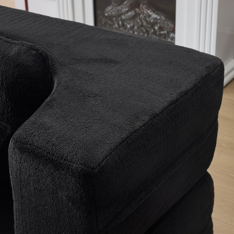 Folding Plush Futon Loveseat Couch Converts into Sleeper Sofa Bed or Yoga Mattress, High-Density Foam Queen Size Floor Bed