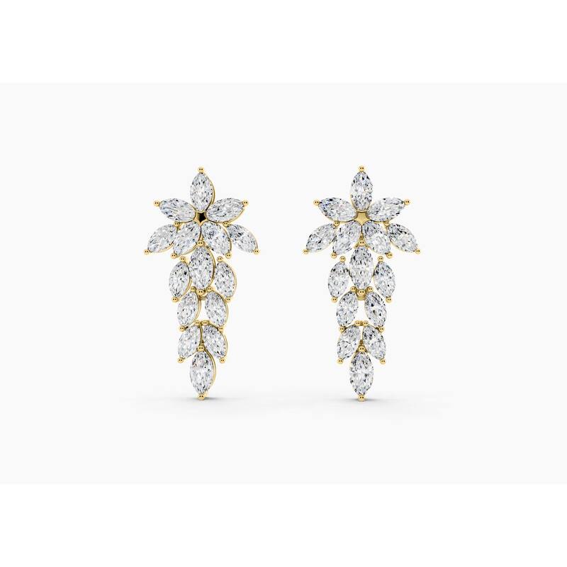 14K Gold Chandelier Marquise Lab Grown Diamond Fashion Drop Earrings 2.22 CTTW - Yellow