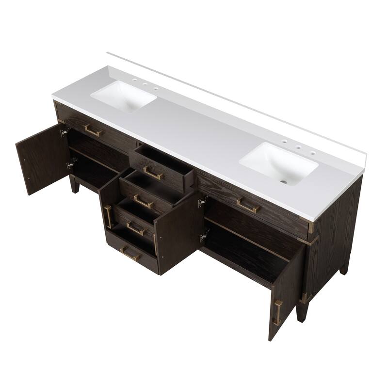 Laurel 60 in W x 22 in D Black Oak Double Bath Vanity and Cultured Marble Top