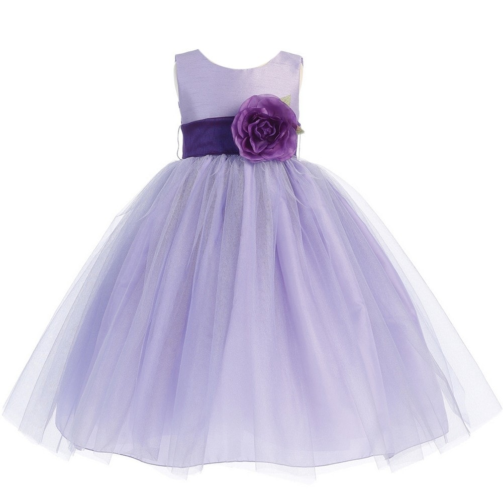 flower girl dresses with purple sash
