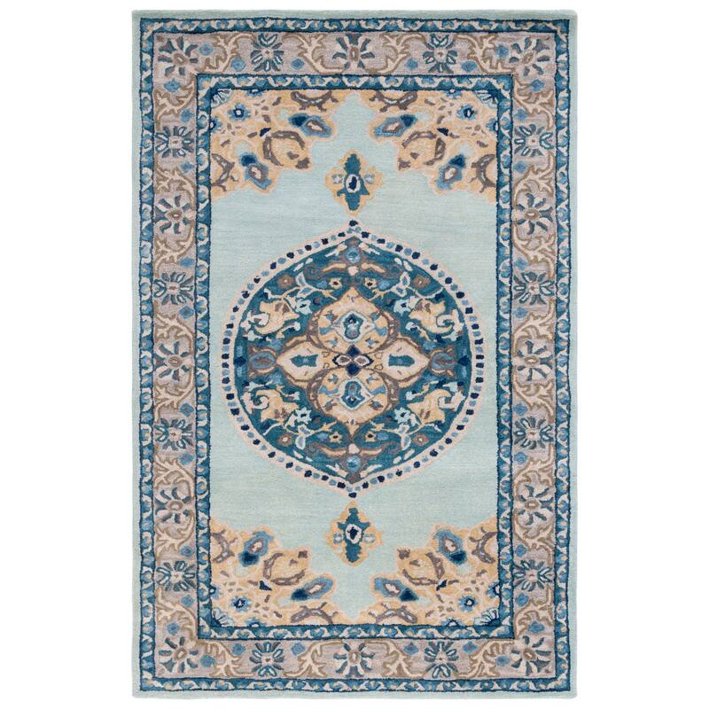 SAFAVIEH Handmade Antiquity Subinka Oriental Wool Rug - 5' x 8' - Turquoise/Silver