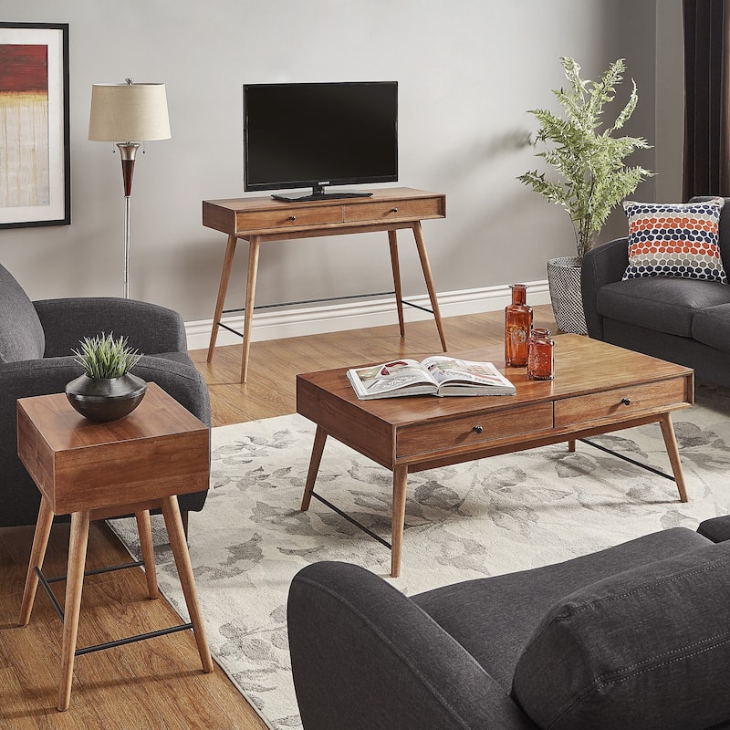 Aksel Wood Accent Tables by iNSPIRE Q Modern - End Table and Coffee Table Set - Brown