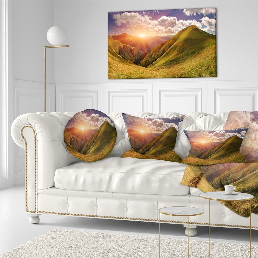 Sunrise Over Green Mountains - Landscape Photo Canvas Art Print