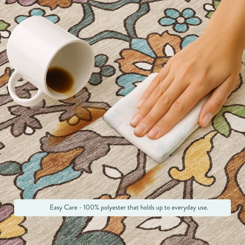 Machine Washable Indoor/ Outdoor Traditional Blanca Chantille Rug