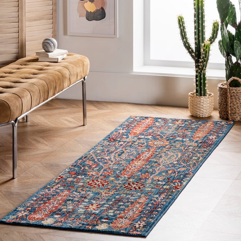 Nuloom Dasilva Tribal Fringe Area Rug - 2' 6" x 8' - Blue