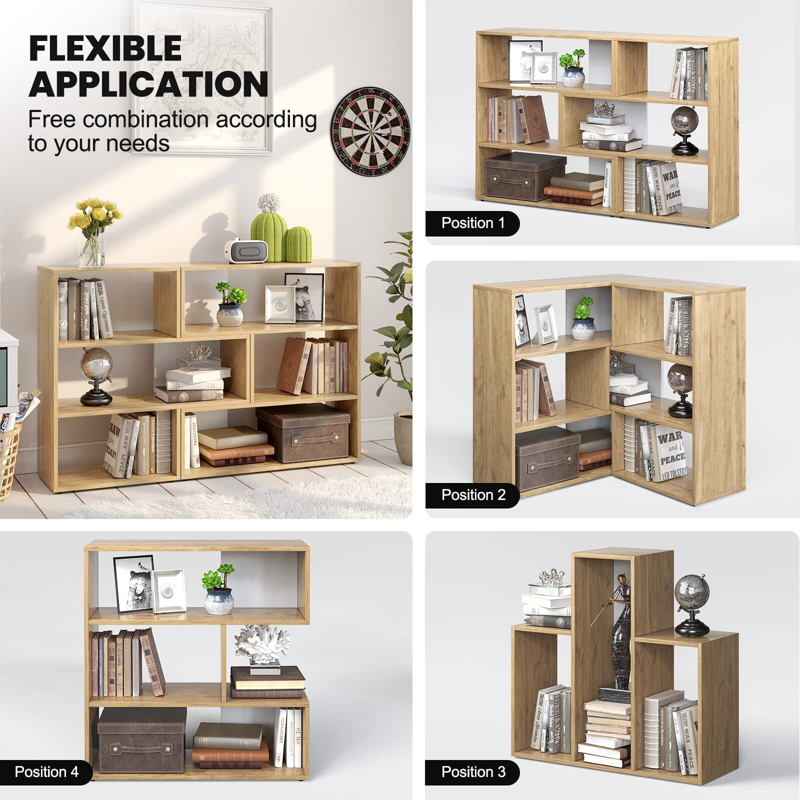 6-Cubes-Bookcase,-3-Tier-Wood-