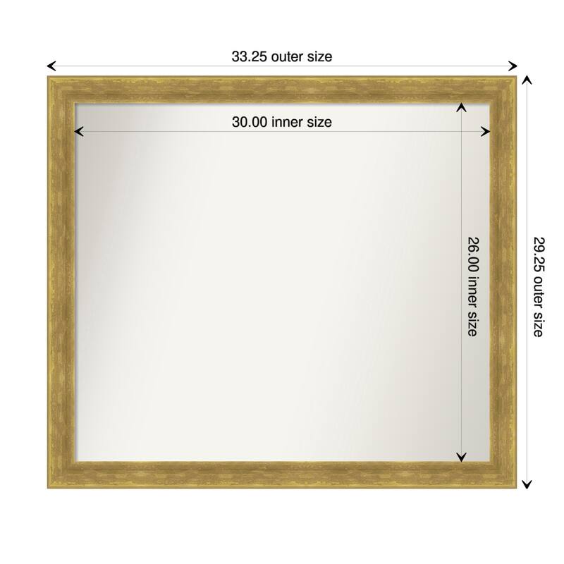 Angled Gold Framed Non-Beveled Custom Wall Mirror, Bathroom Vanity Mirror