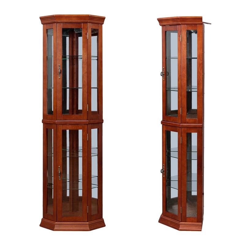 Corner Display Curio Cabinet with Glass Shelves (Bulb Not Included)