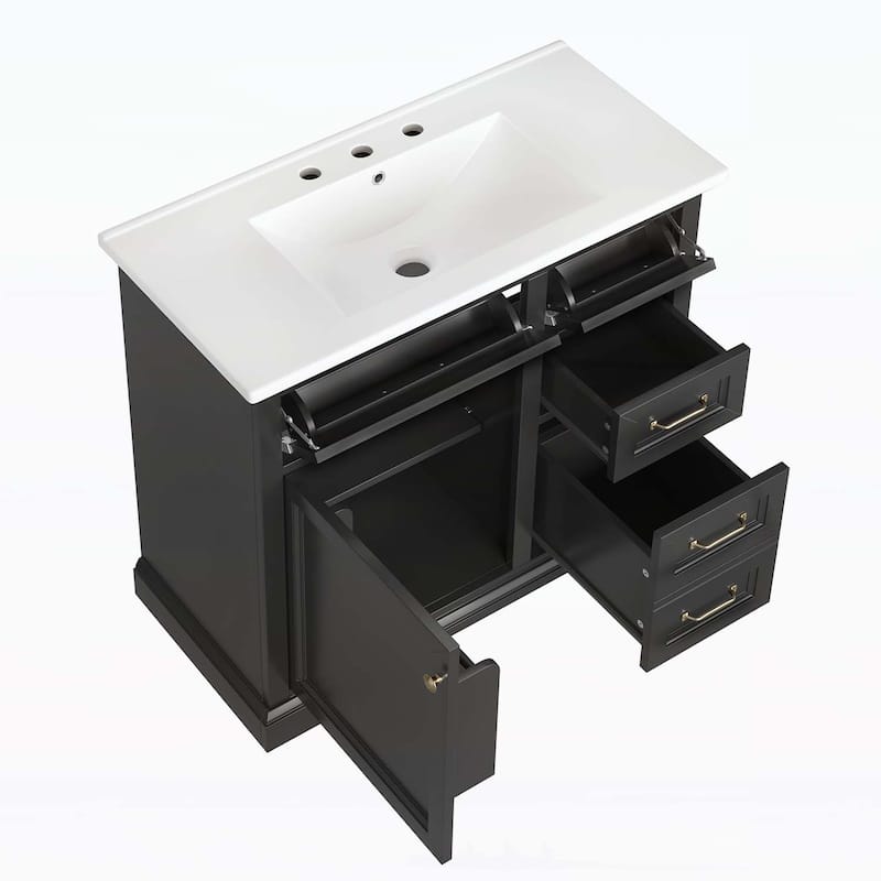 Bathroom Vanity Cabinet with Sink,2 Tip-out Drawers, Soft Close Door Hinges