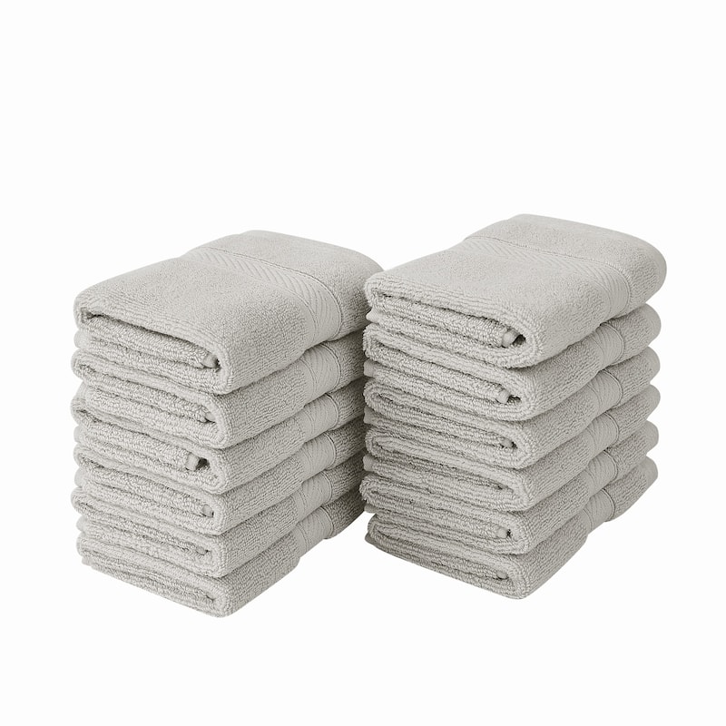 Royal Velvet Regal Plush Towel Collection - 12 Wash Cloths - Light Grey
