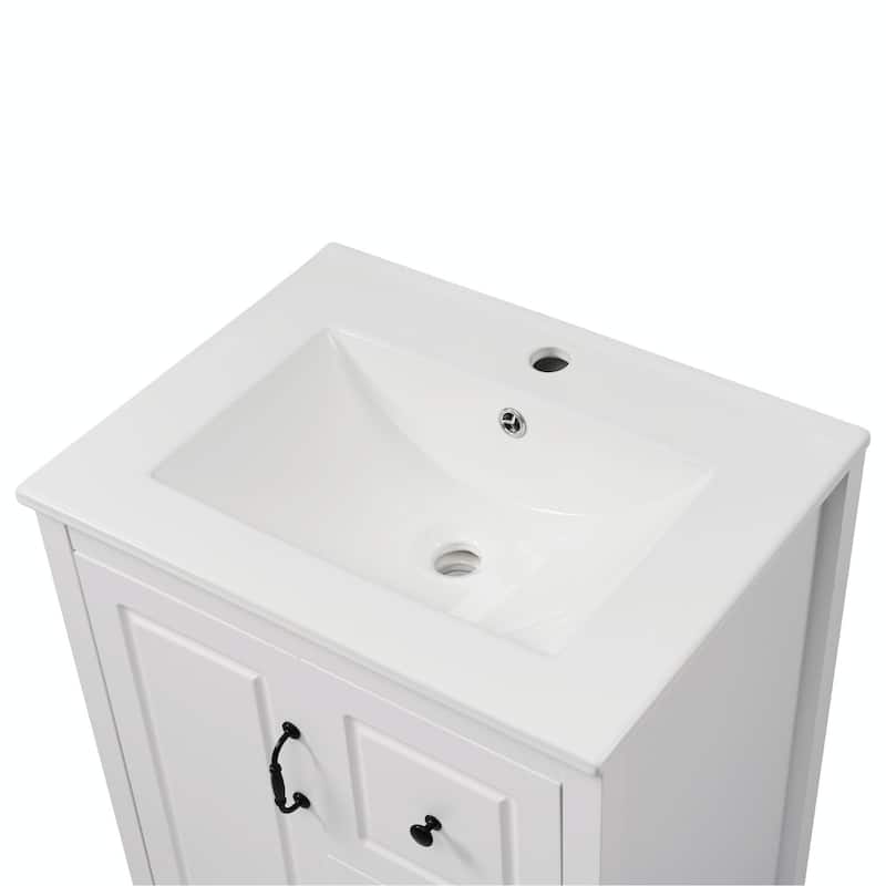 24-Inch Bathroom Vanity with Sink, One Cabinet with Soft-Closing Door, 3 Soft-Closing Drawers