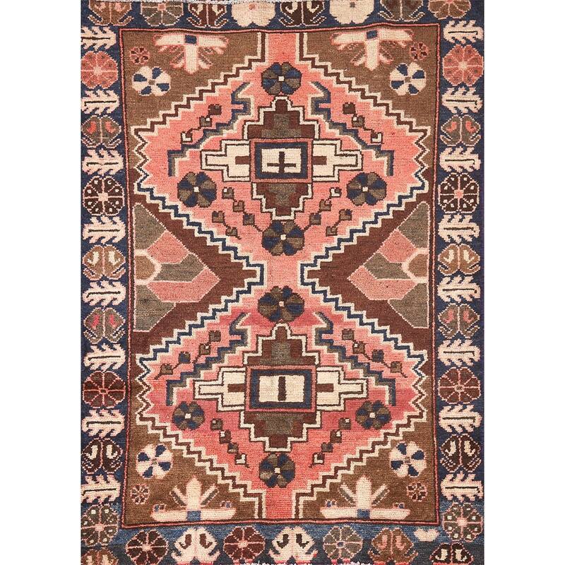 Tribal Bakhtiari Persian Vintage Area Rug Handmade Wool Carpet - 3'3"x 4'8"