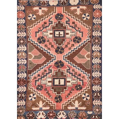 Tribal Bakhtiari Persian Vintage Area Rug Handmade Wool Carpet - 3'3"x 4'8"