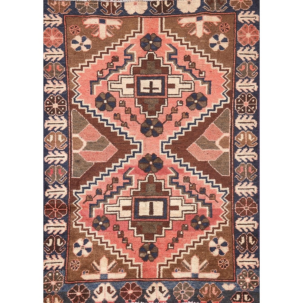 Tribal Bakhtiari Persian Vintage Area Rug Handmade Wool Carpet - 3'3"x 4'8"