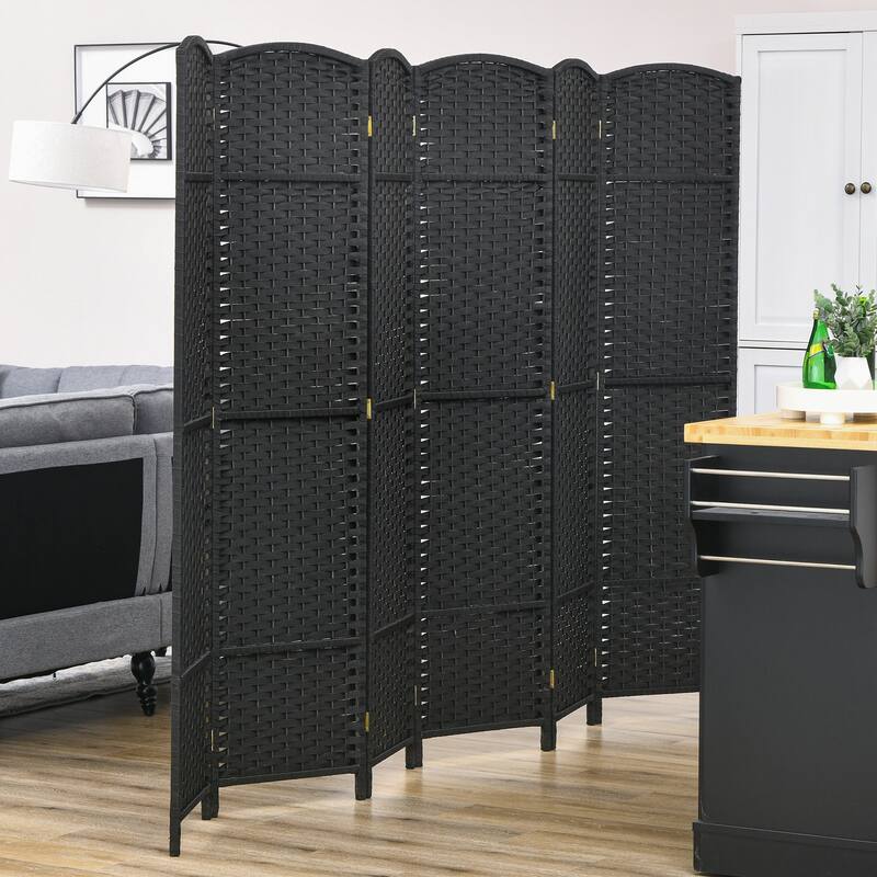 HOMCOM Room Divider, 6 Panel Folding Privacy Screen, 5.6' Tall Freestanding Wall Partition