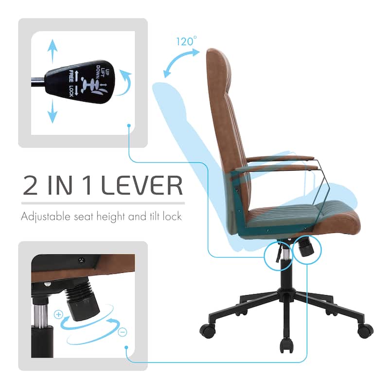 Porthos Home Shea Office Chair with Tilt Mechanism, PU Upholstery