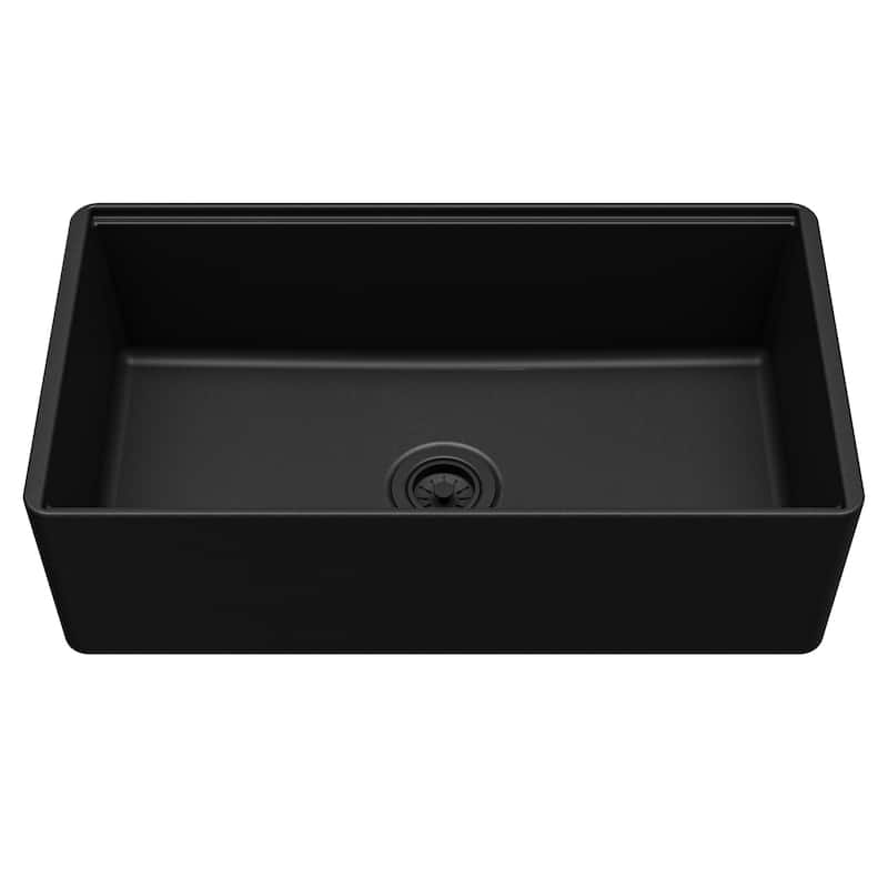 Karran 33" Single Bowl Workstation Fireclay Kitchen Sink with Reversible Fluted Apron Front