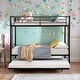 preview thumbnail 41 of 52, Twin over Twin with Trundle Metal Bunk Bed,No Box Spring Needed,Easy Assemble Black