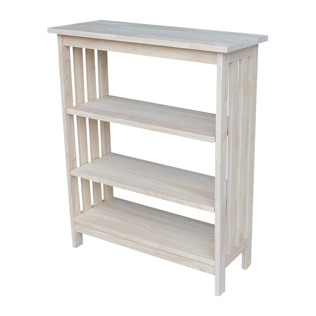 Unfinished Hardwood 3-shelf Mission Style Unit