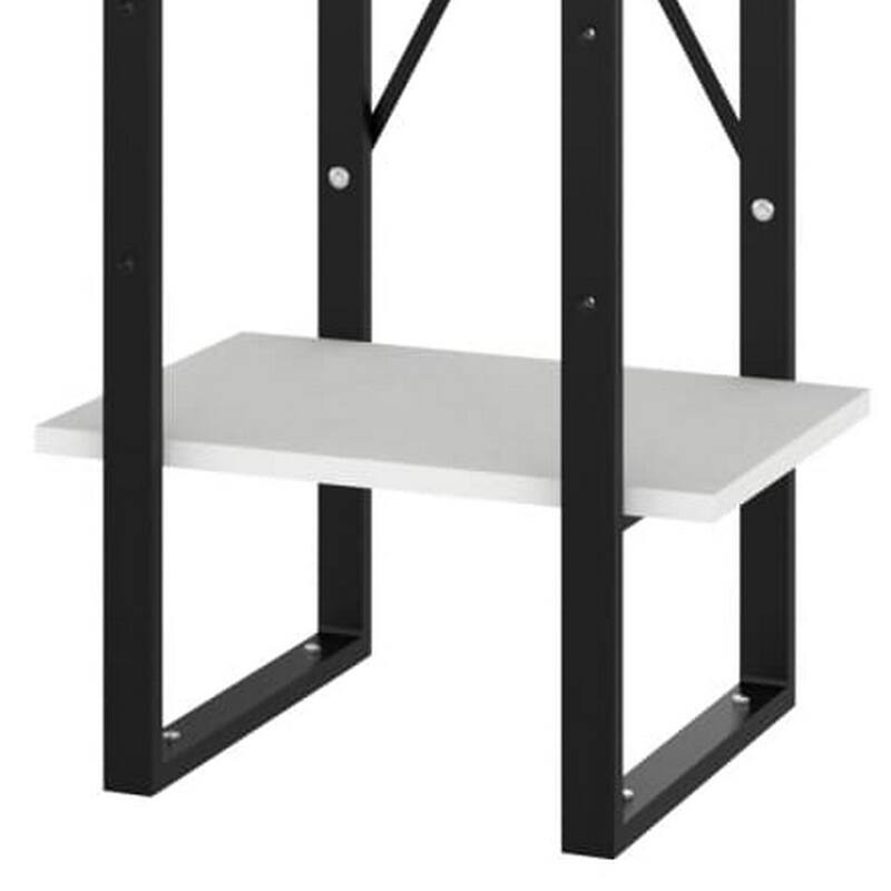 5 Tier Bookshelf Unit, Open White Wood Racks, 41 Inch Black Metal
