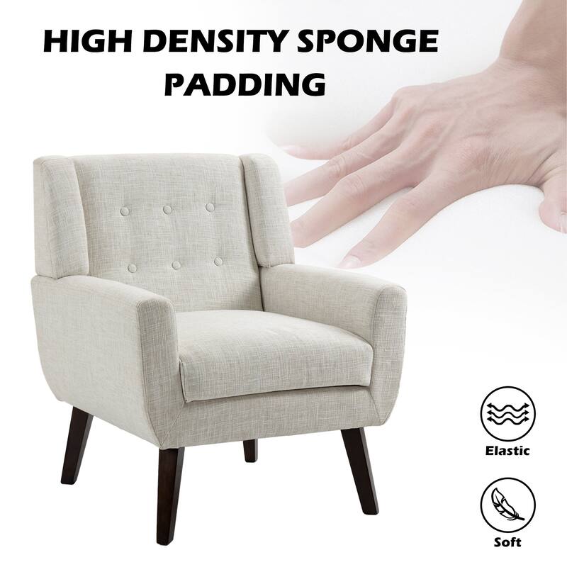 Cotton/ Linen Look Fabric Modern Accent Armchair