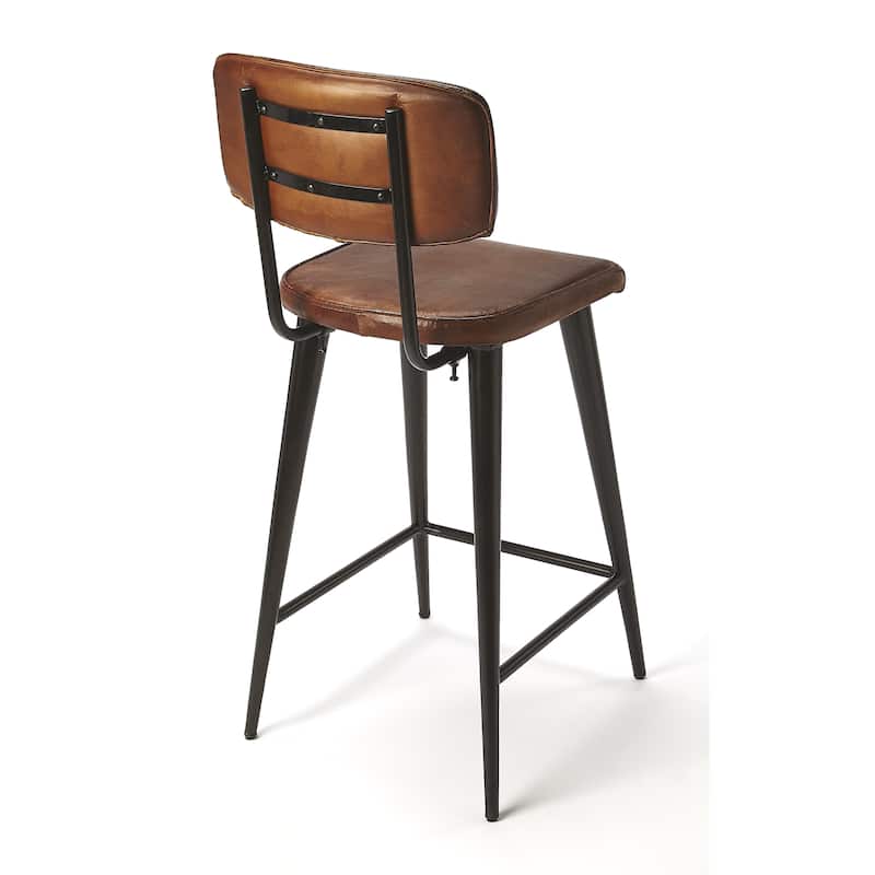 Saddle Genuine Leather Rectangular 26" Counter Stool
