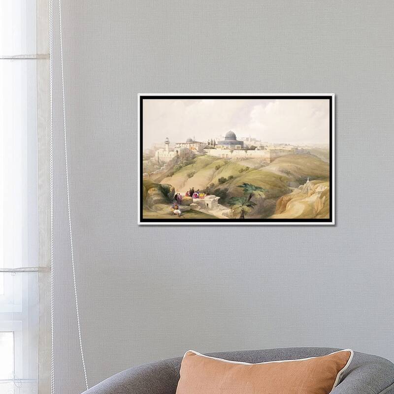 iCanvas "Jerusalem, April 9th 1839, plate 16 from Volume I of 'The Holy Land' pub. 1842 " by David Roberts Framed Canvas Print